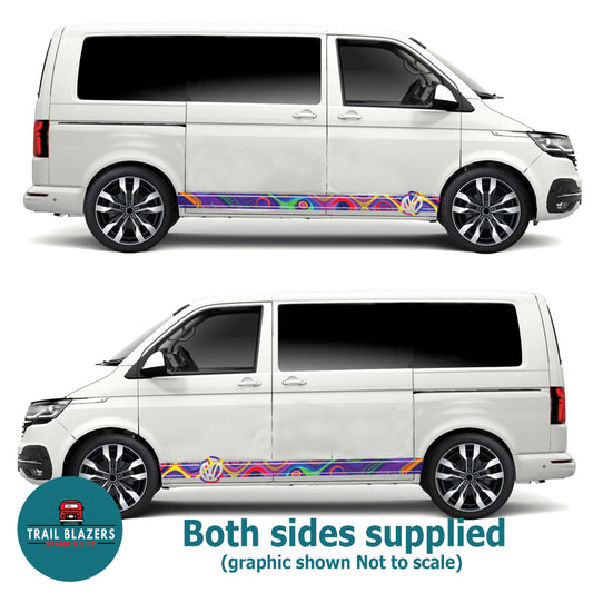 New Stripes: VW Neon Pink swirl logo coloured camper stripes - various options