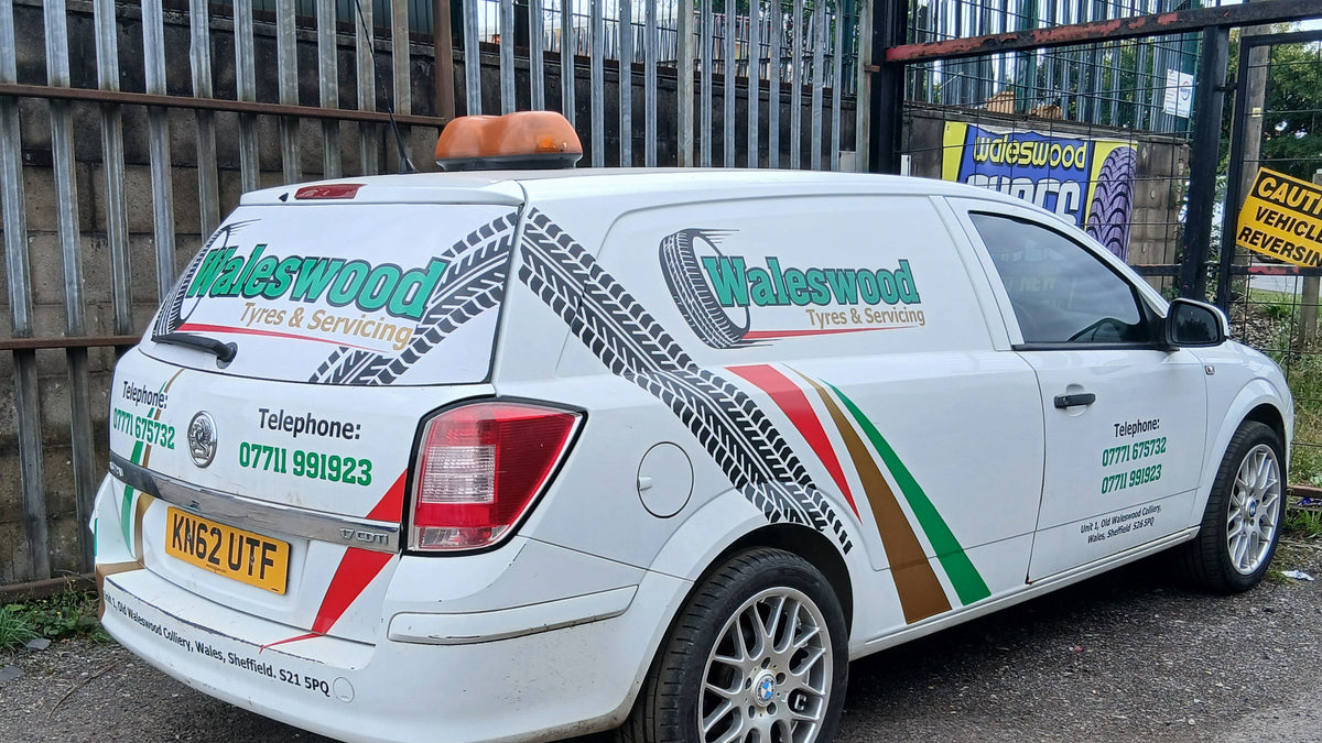 Waleswood tyres & Servicing Van  Signwritten by trailblazersbrandingco