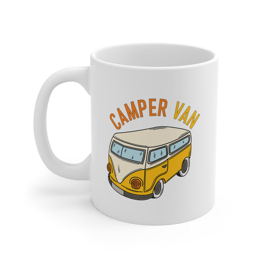 Mug: Ceramic Mug 11oz with "Yellow Camper van"