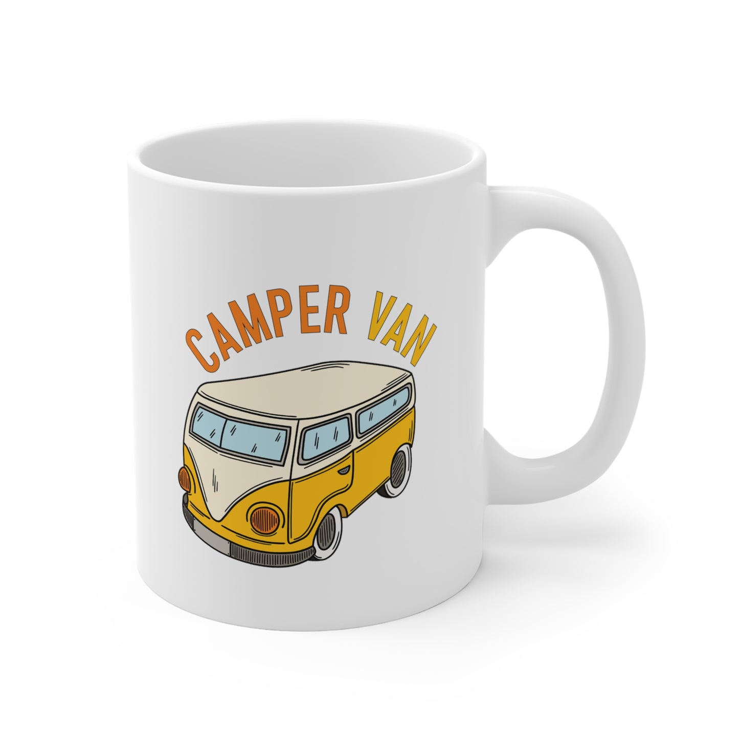 Mug: Ceramic Mug 11oz with "Yellow Camper van"