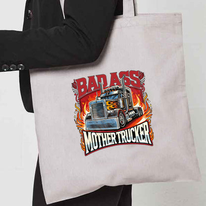 Natural Tote Bag with  "Bad ass Mother Trucker Graphic" on both sides