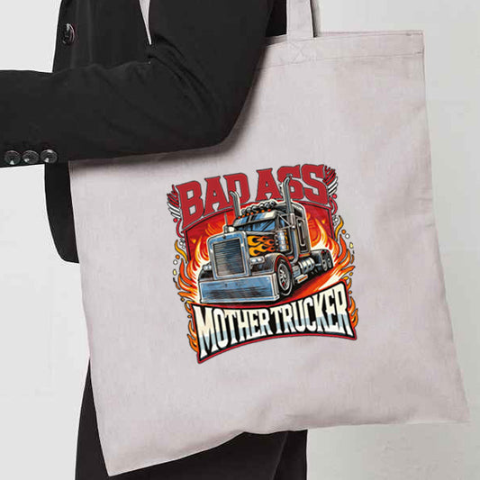 Natural Tote Bag with  "Bad ass Mother Trucker Graphic" on both sides