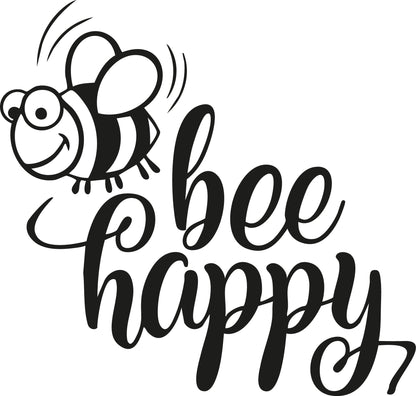 Bee Happy Vehicle Sticker x1 (2 size options available)