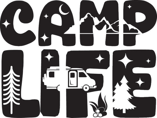 Camp Life Sticker 180mm length ideal for any vehicle x1off