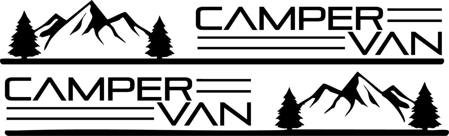 Pair Camper Van & Mountain Stickers ideal for any vehicle (3 size options available)