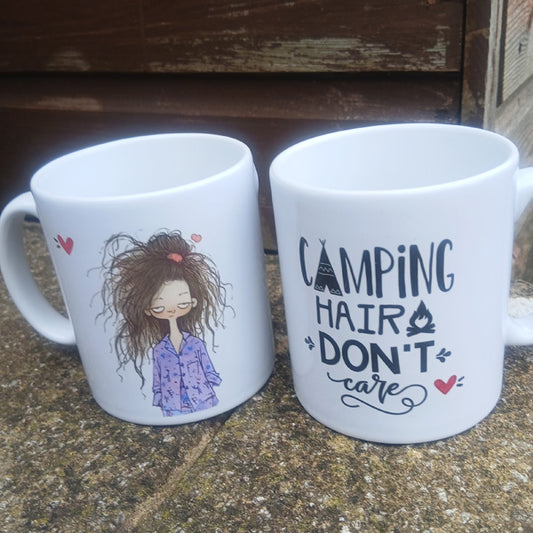 Camping Hair Don't Care Ceramic Mug 10oz - new design