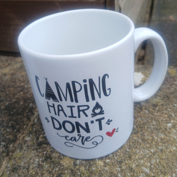Camping Hair Don't Care Ceramic Mug 10oz - new design