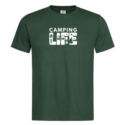 Premium Unisex Crew Neck Soft Cotton T-Shirt "Camping Life" (Various colours & Sizes)