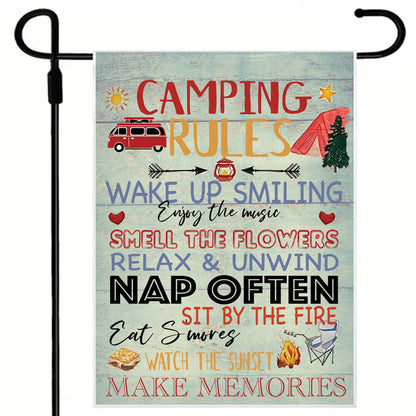 Camping Rules Flag (17x12")- Polyester Flag with Optional Pole