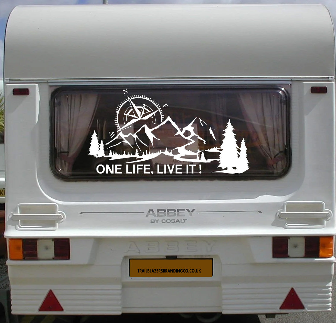 One Life Live It Compass Scene Vehicle Graphic ideal for any vehicle (2 size options available singles or pairs)
