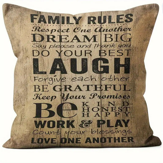 Family Rules Cushion & Cover (45.72cmx45.72cm) Last one
