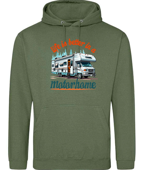 Hoodie: Unisex Gildan SoftStyle Hoodie with "Life is better in a motorhome" on (Various colours & sizes available) (Copy)