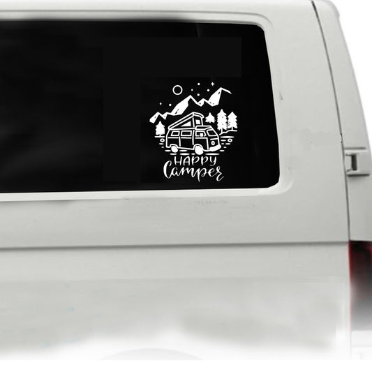 Sticker: Happy Camper Vehicle Graphic 200mm height