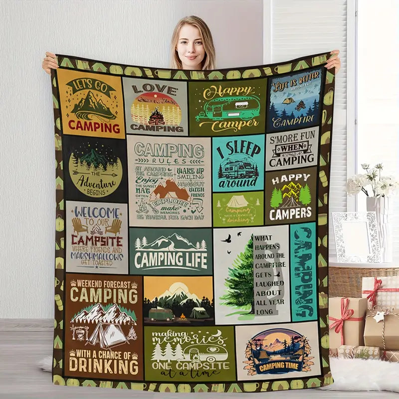 Camping Theme Soft Fleece blanket or Throw  - Camping Rules Blanket