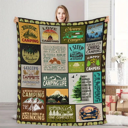 Camping Theme Soft Fleece blanket or Throw  - Camping Rules Blanket