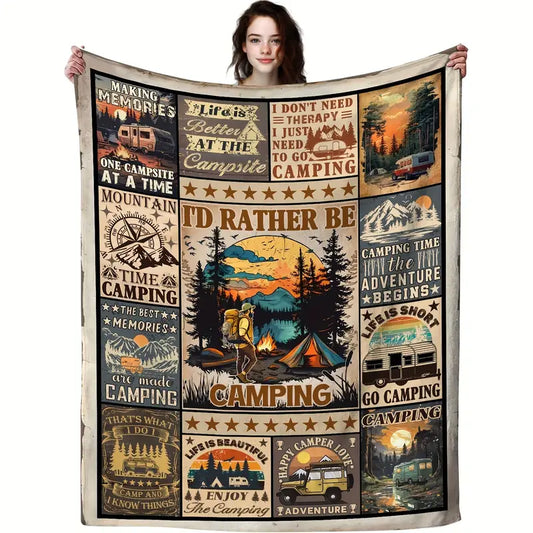 Camping Theme Soft Fleece blanket or Throw (Making Memories)
