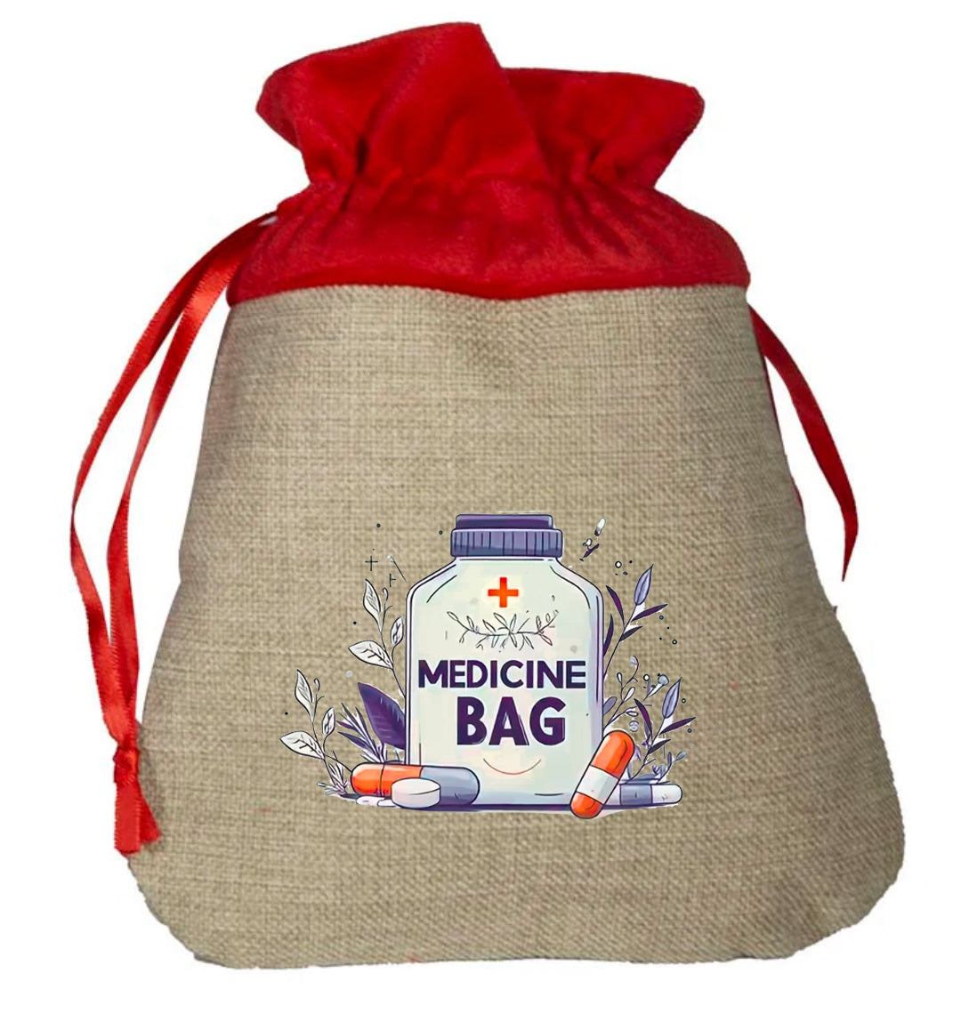 Medicine Bag - Small Faux Burlap Gift Bag (not Contents)