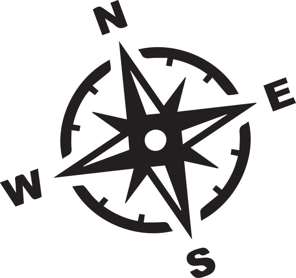 Simple Compass Vehicle Sticker ideal for any vehicle (4 size options available singles or pairs)