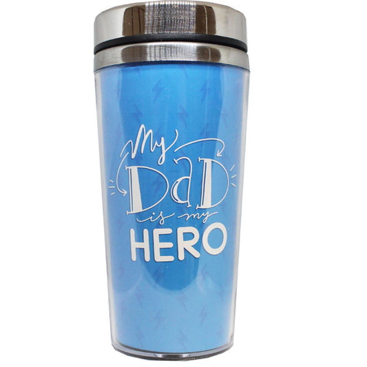 My Dad Is My Hero Travel Mug Stainless Steel Plastic Cover Father's Day 450ml