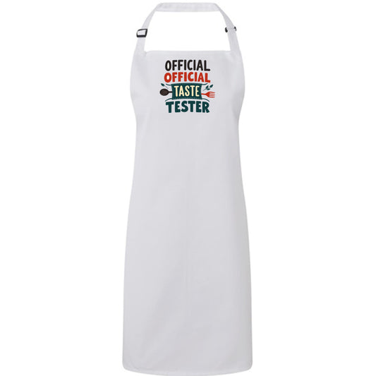 Fun Adjustable White Apron with Colourful Fun Message on the Front - "Official Taste Tester"