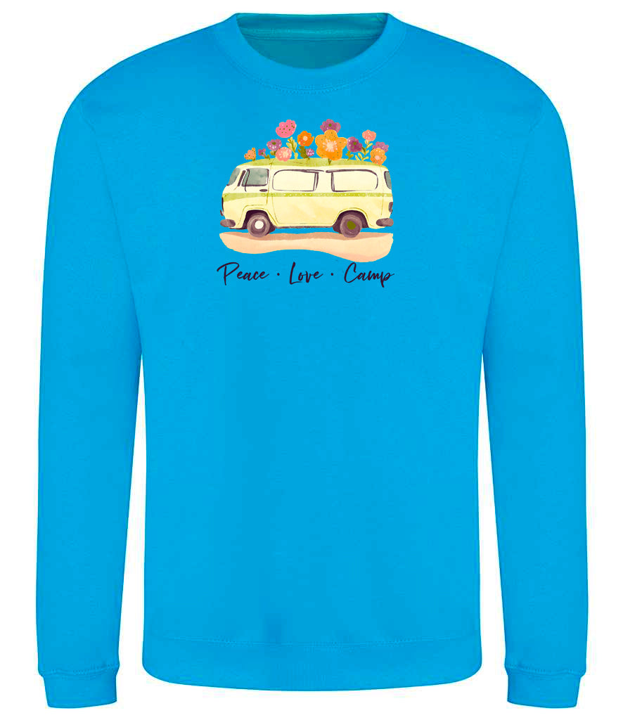 Sweatshirt: Unisex "Peace Love camp"  Sweatshirt (9 Colours available & from Xs to 5XXL)