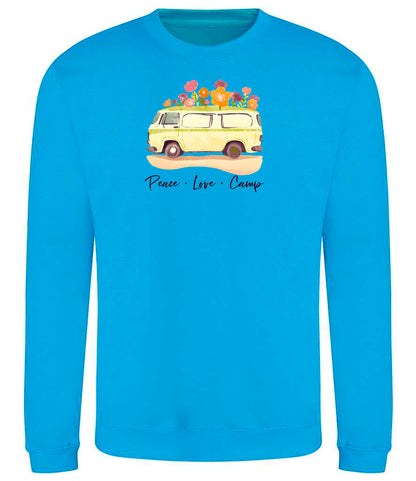 Sweatshirt: Unisex "Peace Love camp"  Sweatshirt (9 Colours available & from Xs to 5XXL)