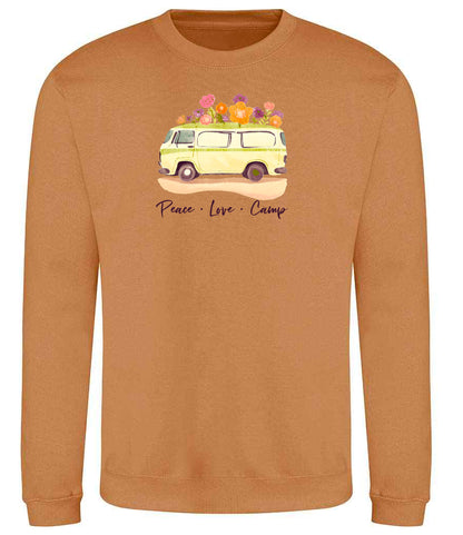 Sweatshirt: Unisex "Peace Love camp"  Sweatshirt (9 Colours available & from Xs to 5XXL)