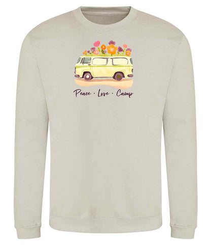 Sweatshirt: Unisex "Peace Love camp"  Sweatshirt (9 Colours available & from Xs to 5XXL)