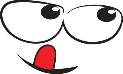 Tongue Out Face Sticker ideal for any vehicle (3 size options available singles or pairs)