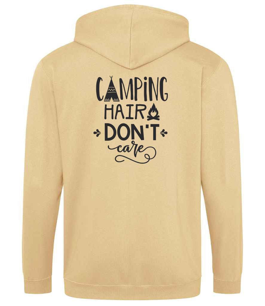 Zoodie: Unisex SoftStyle Hoodie with "Camping hair Don't Care" on (Various colours & sizes) available)