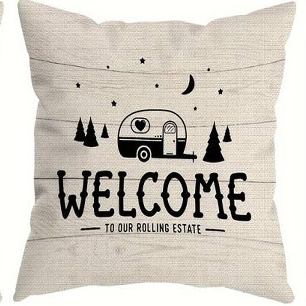 "Welcome To Our Rolling Estate" cushion cover with cushion - Last One