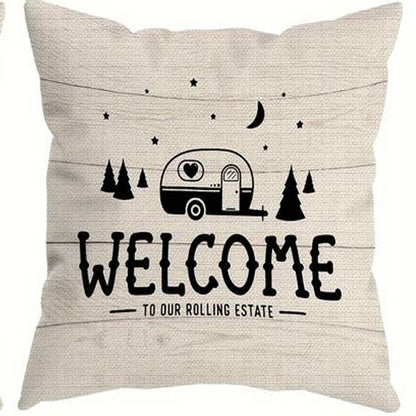 "Welcome To Our Rolling Estate" cushion cover with cushion - Last One