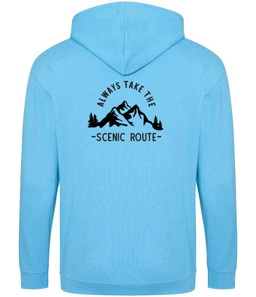 Zoodie: Unisex SoftStyle Hoodie with "Always Take The Scenic Route" on (Various colours & sizes available)