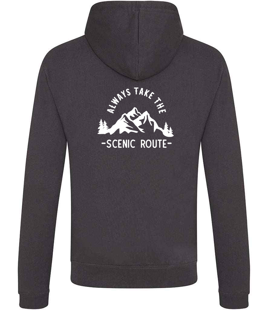 Zoodie: Unisex SoftStyle Hoodie with "Always Take The Scenic Route" on (Various colours & sizes available)