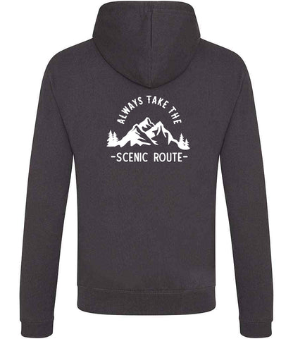 Zoodie: Unisex SoftStyle Hoodie with "Always Take The Scenic Route" on (Various colours & sizes available)