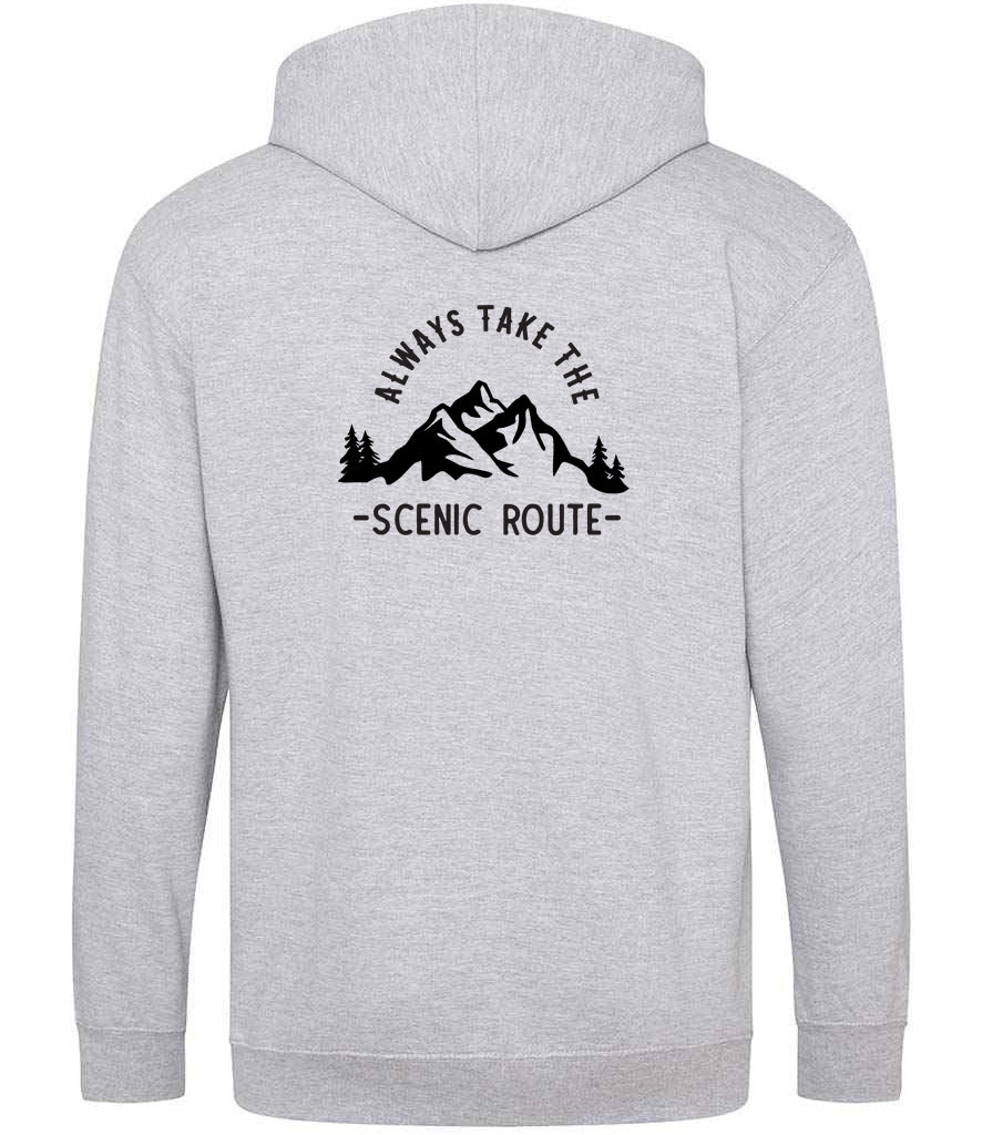 Zoodie: Unisex SoftStyle Hoodie with "Always Take The Scenic Route" on (Various colours & sizes available)